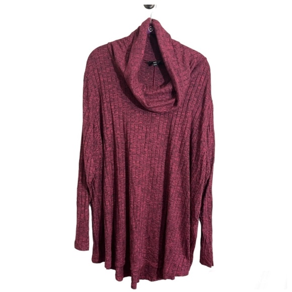 Lane Bryant Sweater 26 Red Cowl Neck Neutral Minimalist Retro Boho Western 80s - Picture 1 of 13